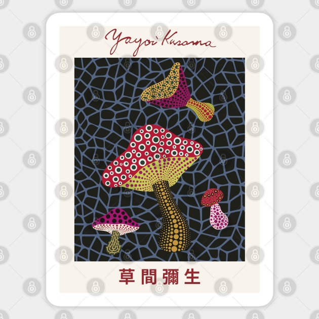 Yayoi Kusama Mushrooms Exhibition Sticker by VanillaArt